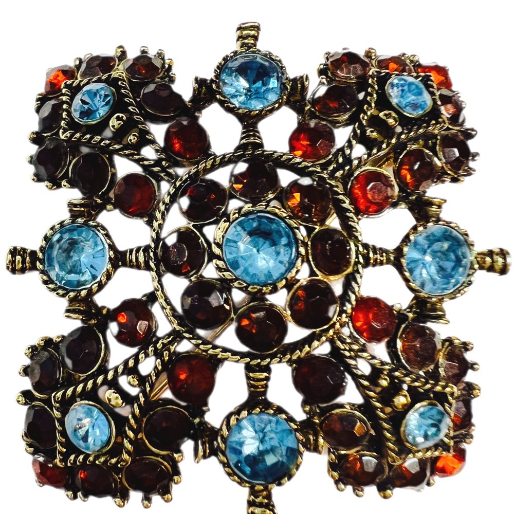 Rare Vintage Monet Rhinestone Pin Brooch Gold Tone